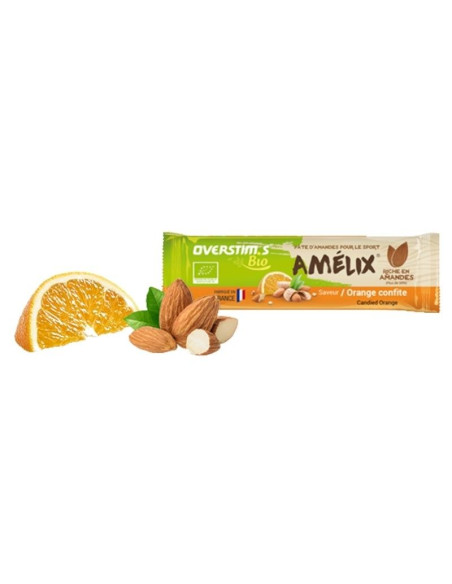 Barre pâte d'amandes Bio Amélix Overstim's Orange confite