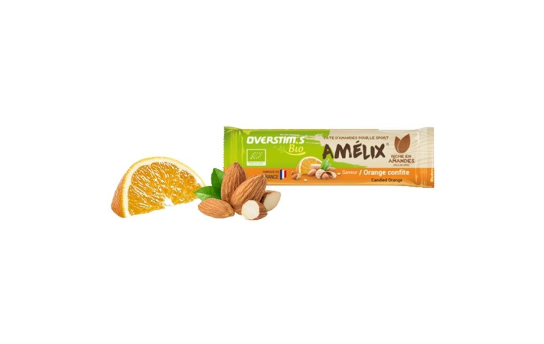 Barre pâte d'amandes Bio Amélix Overstim's Orange confite