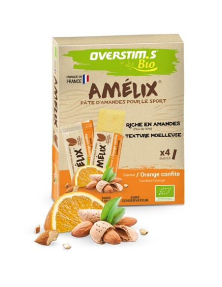 Barre pâte d'amandes Bio Amélix Overstim's Orange confite
