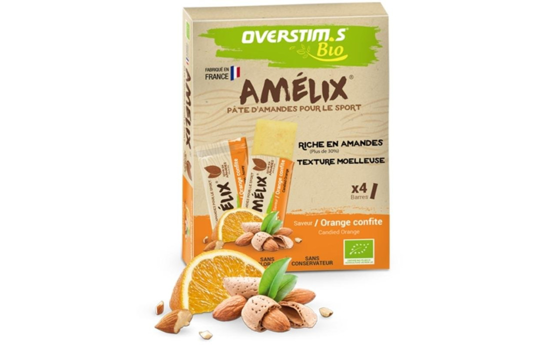 Barre pâte d'amandes Bio Amélix Overstim's Orange confite