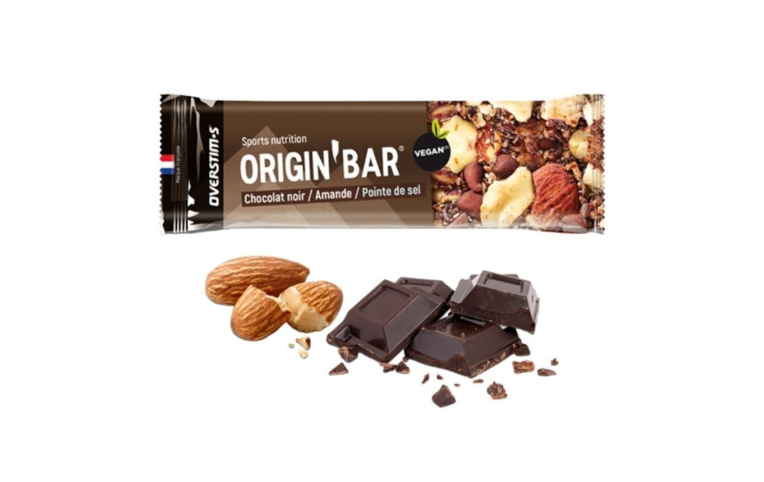Barre énergétique Overstim's Origin Chocolat noir/Amande