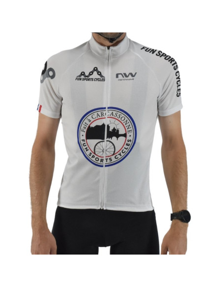 Maillot route et VTT XC Fun Sports Cycles vintage bleu blanc rouge