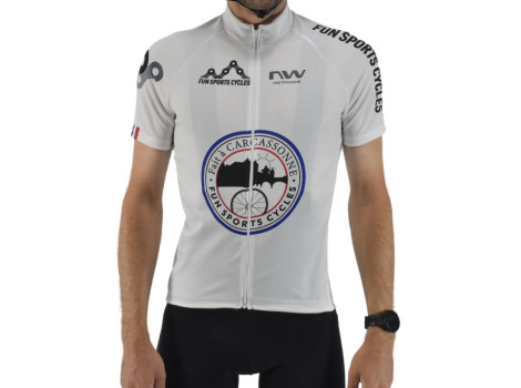 Maillot route et VTT XC Fun Sports Cycles vintage bleu blanc rouge