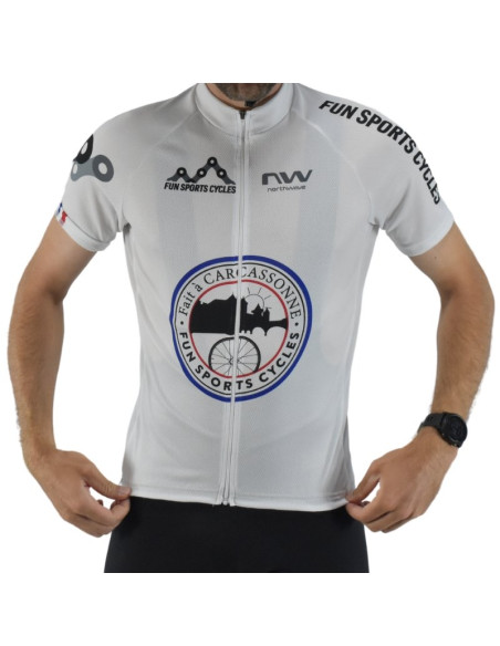Maillot route et VTT XC Fun Sports Cycles vintage bleu blanc rouge