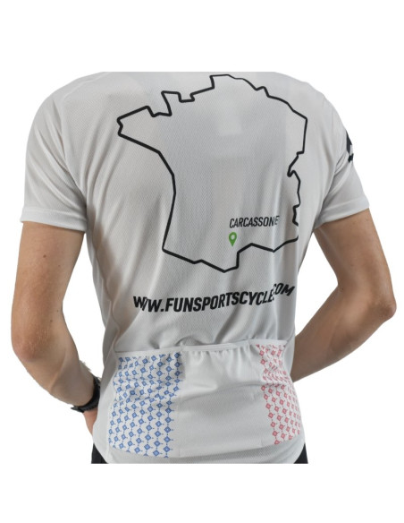 Maillot route et VTT XC Fun Sports Cycles vintage bleu blanc rouge