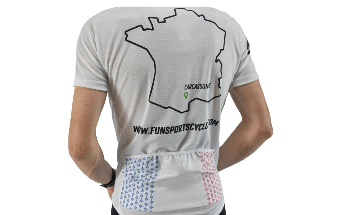 Maillot route et VTT XC Fun Sports Cycles vintage bleu blanc rouge