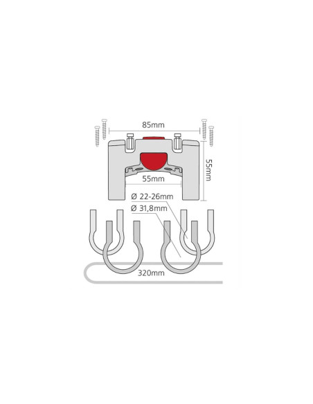 Support de guidon klickfix K0211U - 22/26 mm