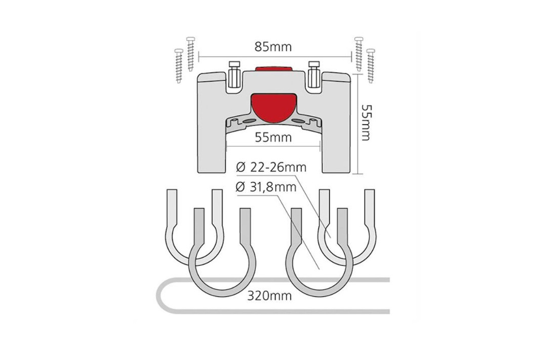 Support de guidon klickfix K0211U - 22/26 mm