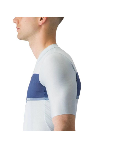 Maillot manches courtes CASTELLI Tradizione Blanc/Bleu