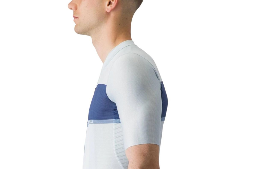 Maillot manches courtes CASTELLI Tradizione Blanc/Bleu