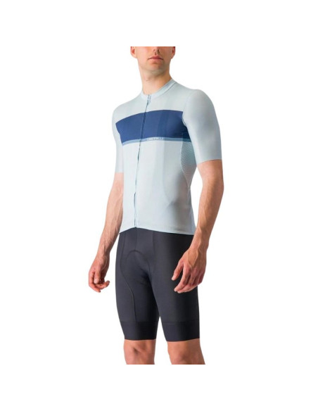 Maillot manches courtes CASTELLI Tradizione Blanc/Bleu