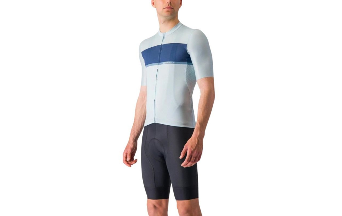 Maillot manches courtes CASTELLI Tradizione Blanc/Bleu