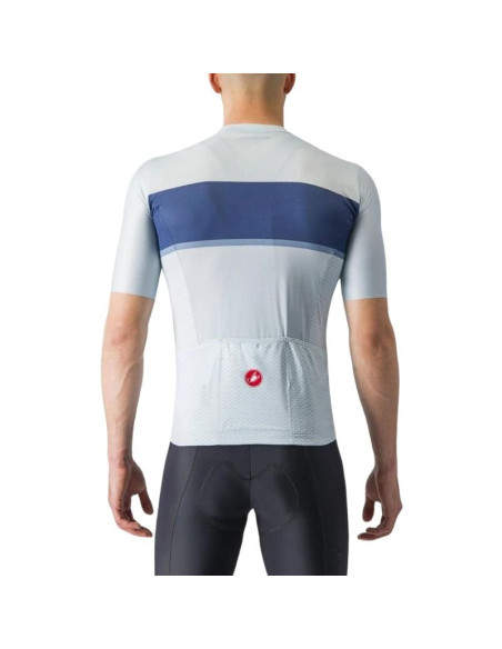 Maillot manches courtes CASTELLI Tradizione Blanc/Bleu