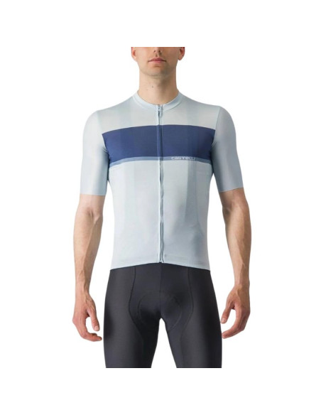 Maillot manches courtes CASTELLI Tradizione Blanc/Bleu