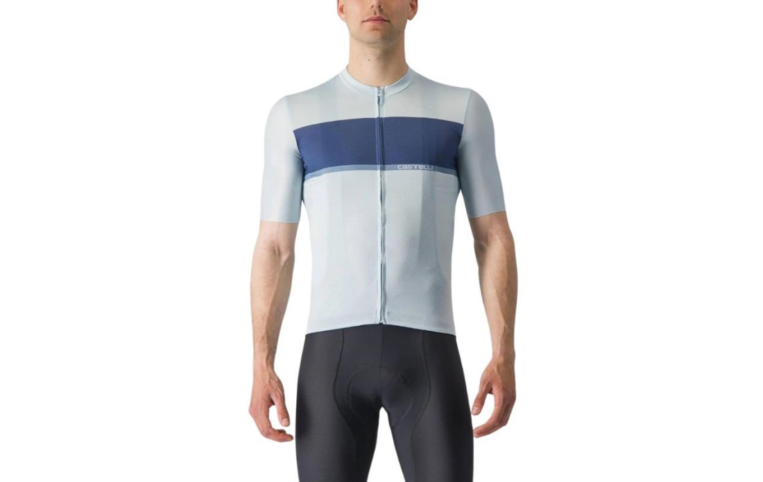 Maillot manches courtes CASTELLI Tradizione Blanc/Bleu