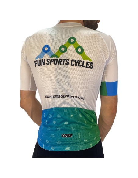 Maillot route et VTT XC Fun Sports Cycles Performance Bleu/Vert - 2024