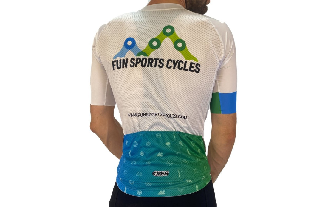 Maillot route et VTT XC Fun Sports Cycles Performance Bleu/Vert - 2024