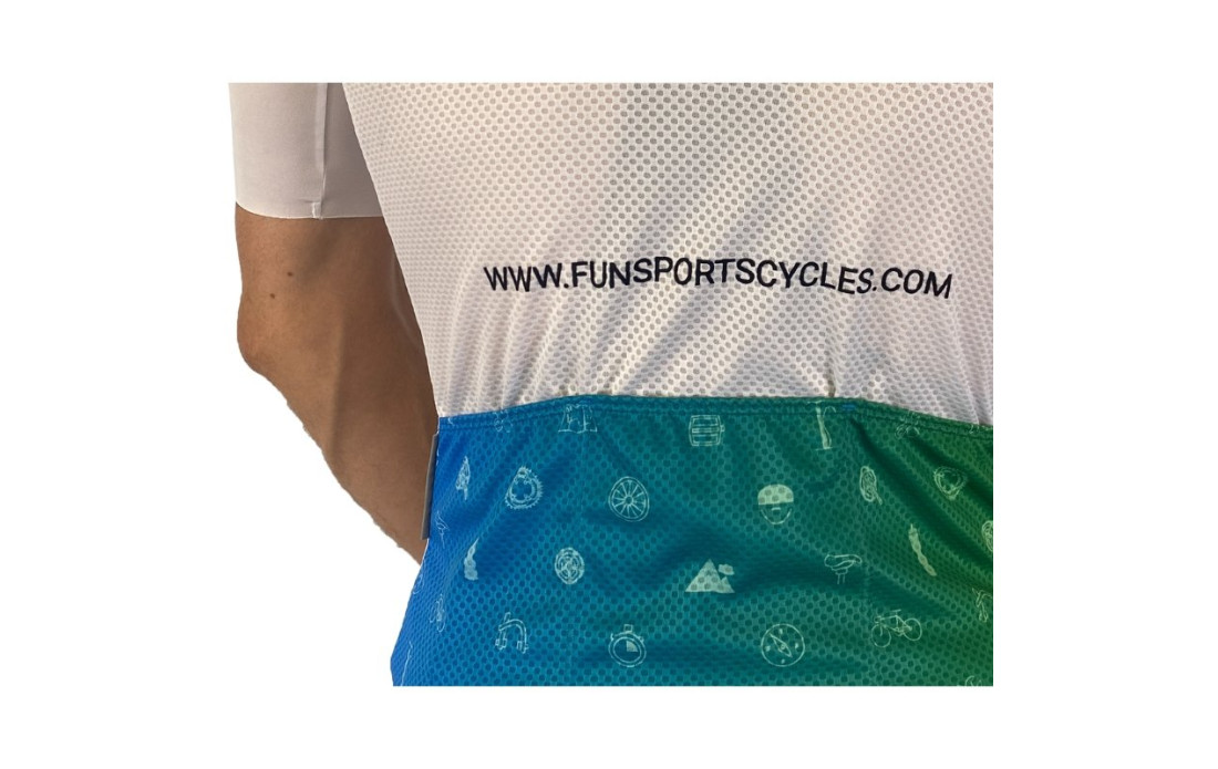 Maillot route et VTT XC Fun Sports Cycles Performance Bleu/Vert - 2024